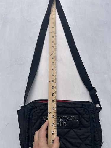 Sonia Rykiel SACS Crossbody Multi Section Quilted Bag Bejeweled Logo Black - Picture 22 of 23