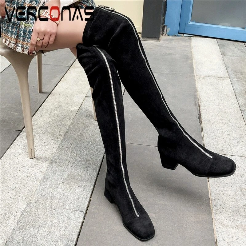 Genuine leather over the knee best sale boots