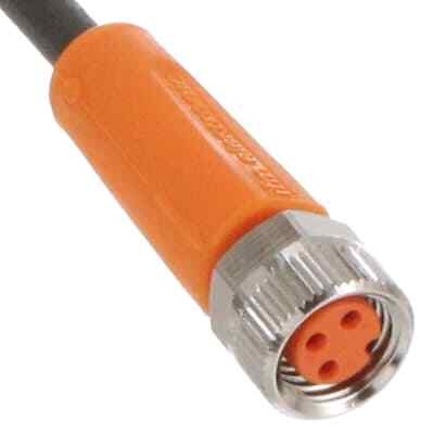 1pc IFM Efector EVC142 Single Ended Cordset, M8 Female to Pigtail, 5 m, PUR, Or