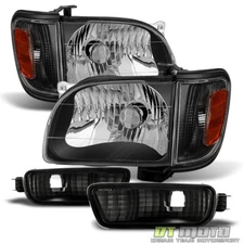 For 2001-2004 Toyota Tacoma Headlights+Corner Signal 6Pcs Blk Lamps+Bumper Light