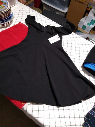 Nana macs Little black ruffled dress sz Small New