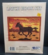 Vintage National Yarn Crafts Mustang R517 Latch Hook Kit 20x27" New