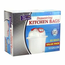 Nicole Home Collection 13 Gallon Tall Kitchen Drawstring Trash Bags BULK 