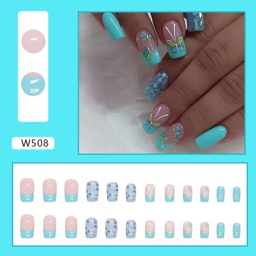 Long Square False Nails Black Love Heart Press on Nails Nail Tips Women Girls - Bild 10 von 19