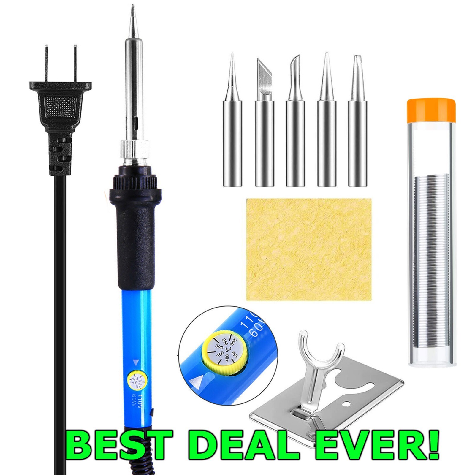 Soldering Iron Electric Gun Adjustable Temperature Welding Solder Wire Kit 60W