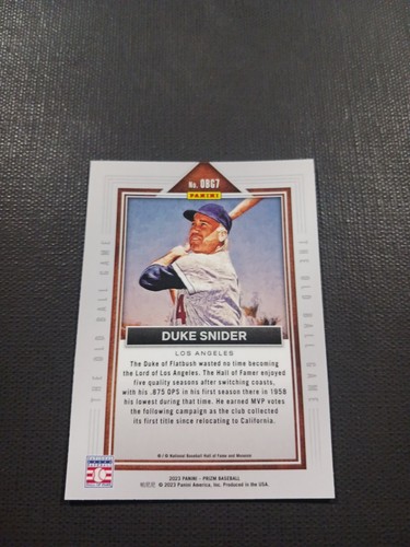 2023 Panini Prizm Baseball The Old Ball Game Duke Snider Brooklyn Dodgers⚾️⚾️💥 - Picture 2 of 2