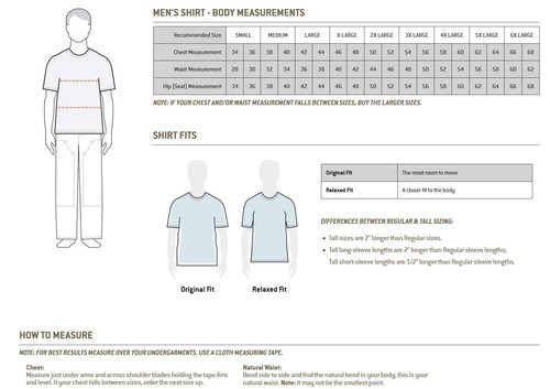 carhartt relaxed fit shirt sizing