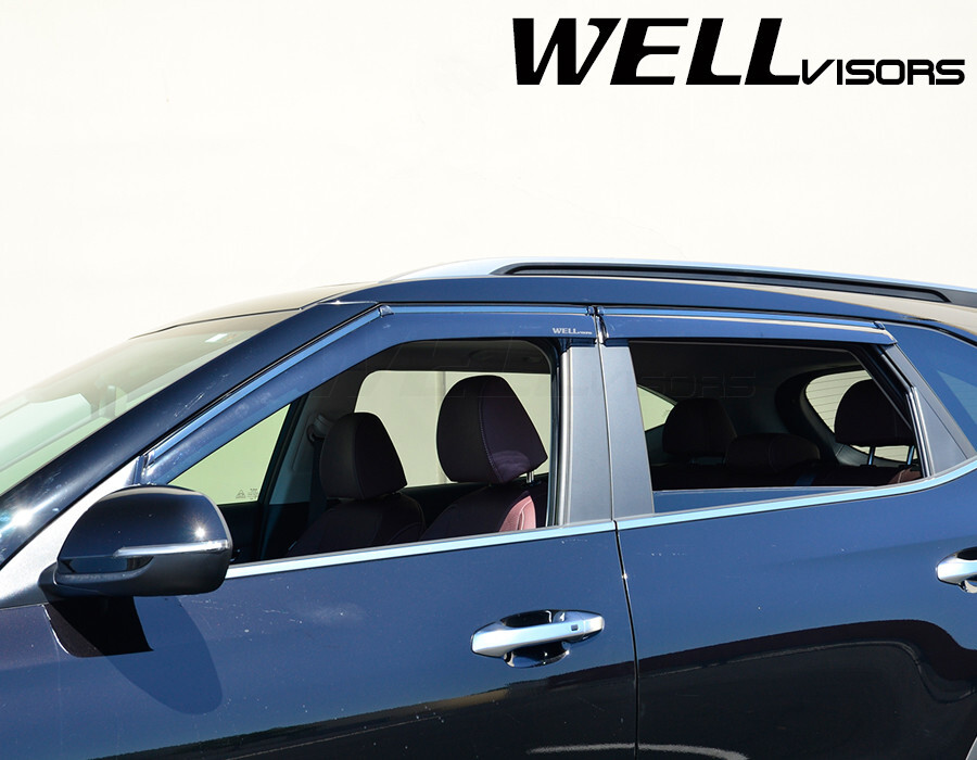 Wellvisors Window Visors For Kia Seltos 2021-2024 – Smoke Tint, Black Trim, 4-Piece Set