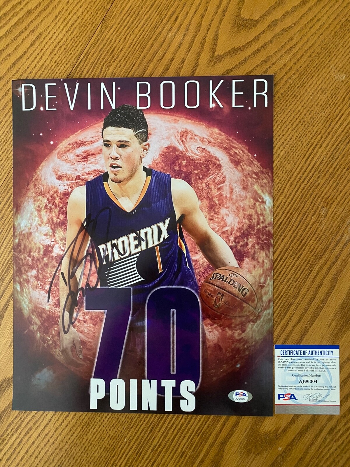 Devin Booker Phoenix Suns 70 Points Signed 11x14 Photo PSA COA RARE 