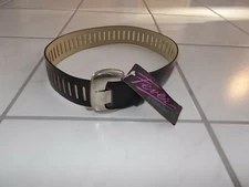VTG Black Leather Belt NOS 1980s Cutouts Fever by Boston Belt N.Y. Hobo New  