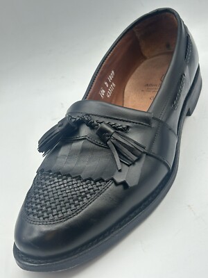 Allen Edmonds CODY Black Leather Woven Kiltie Tassel Loafer Dress Shoes Sz 10.5 Allen Edmonds Cody Black Leather Braided Tassel Kiltie  main image 4