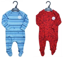 NEW Mothercare Baby Boy Cotton Babygrow Newborn -18month Sleepsuit Blue or Red