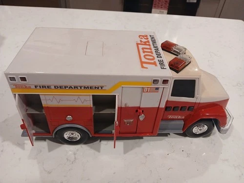 Tonka Fire Department Ambulance Rescue Force Truck Plastic Hasbro Rare!