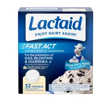 Lactaid Fast Act Chewables 32 Count Vanilla Twist Dairy Digestive Aid