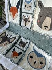 NEW Custom Made Crib, Baby, Toddler size handmade rag Quilt, Woodland Animals
