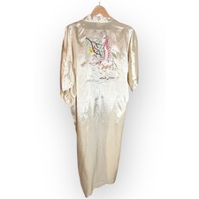 Vtg Minister Deluxe Satin Robe Champagne Eagle Embroidered Kimono L Singapore