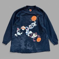 Vintage 90s Looney Tunes Space Jam Long Sleeve Shirt Youth Large Movie Promo