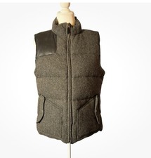LRL RALPH LAUREN REVERSIBLE DOWN WOOL LEATHER PUFFER VEST Women  s L GUC