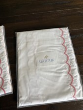 Matouk White With Pink Embroidery 100 Cotton Euro Sham New Condition Set Of 2
