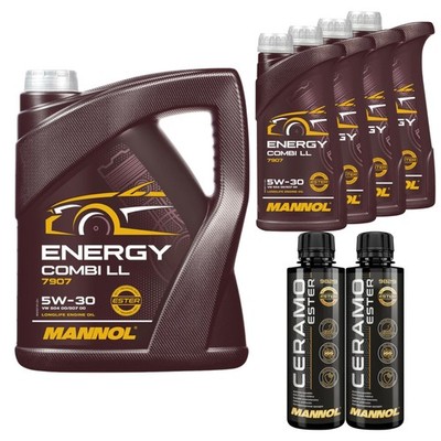 9L MANNOL Motoröl ENERGY COMBI LL 5W-30 Inkl. 2x Additive Ceramo Ester 9829