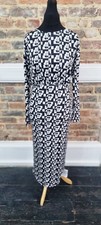 Asos Black White maxi Dress Size 12 open back detail Geo Flower Print NEW womens