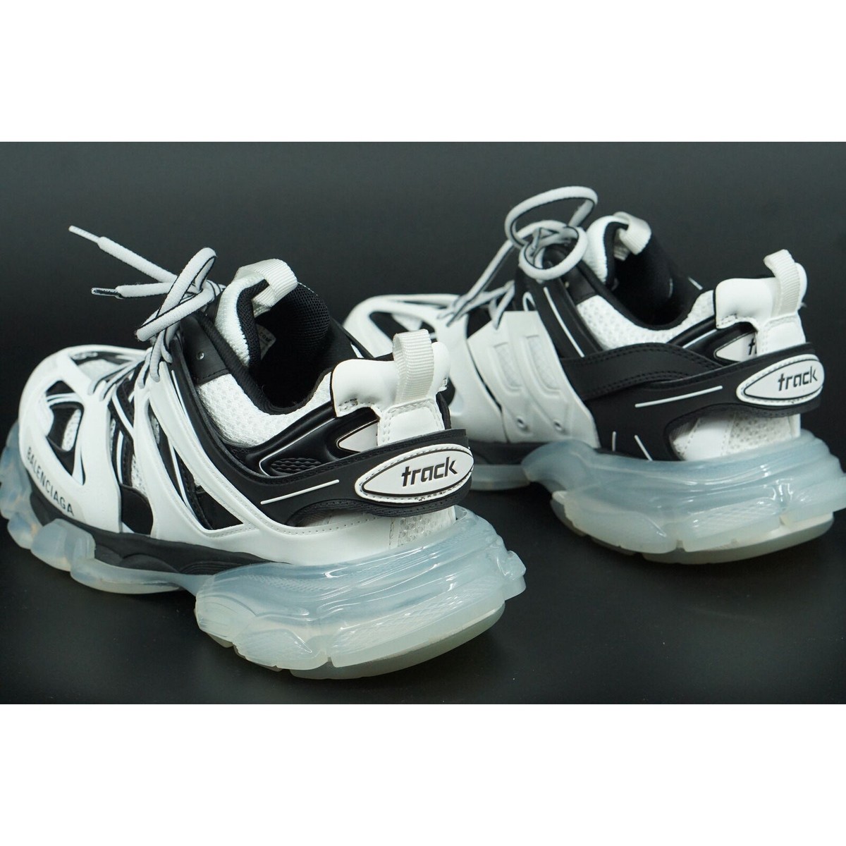 BALENCIAGA TRACK スニーカー ホワイト クリアソウル 39 Balenciaga Track Lace-Up Sneaker SZ 39 Clear Sole Caged