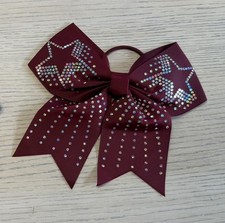 TWO 8.5 Sequin Bling Cheer Hair Bow with Elastic Band Cheerleading Dance STARS