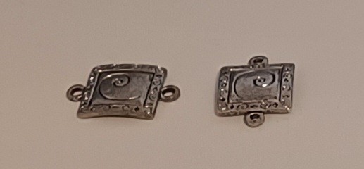 2 Square Charm Connector/Spacer Links Pendants 2 Hole Silver 1/2"