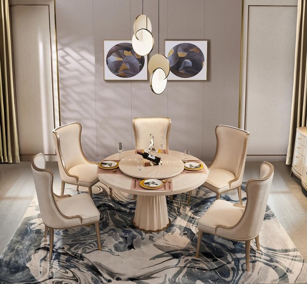 Esstisch Runder Tisch Esszimmer Wohnzimmer Garnitur Echtholz Design Tische Rund-image