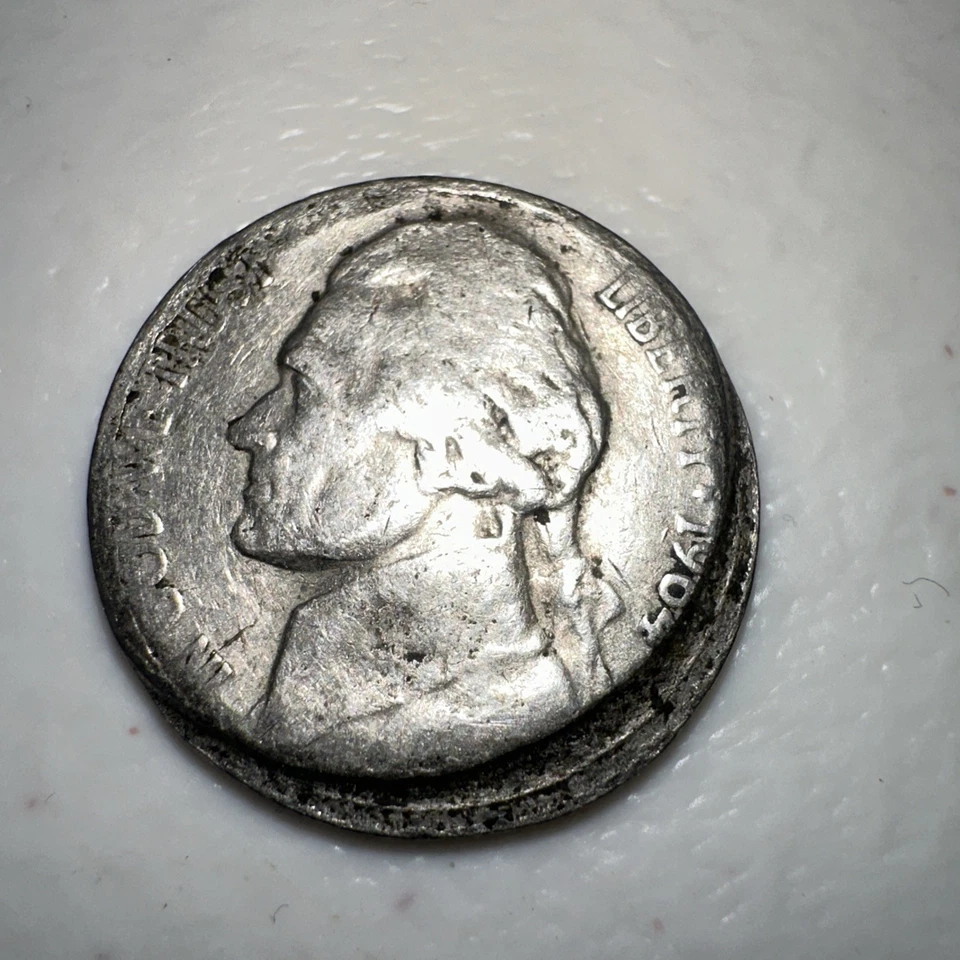1964-D 5c Jefferson Nickel Struck misprint off struck, Rare off center. - Image 2 of 4