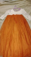 Little Girl size 5 Flower Girl Formal Dress Burnt Orange/Country White Excellent