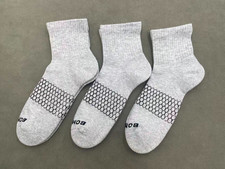 Men's BOMBAS Honeycomb Quarter socks Size Large 9-13 Grey 3 Pairs