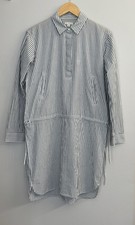 Gap 100% Cotton White Grey Striped Midi Dress Sz S Classiccore Coastal Grandma