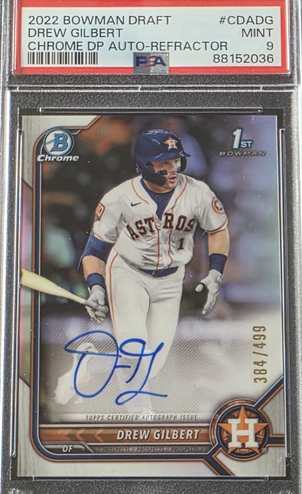 2022 Bowman Draft 1st Chrome Refractor Auto Drew Gilbert /499 SF Giants PSA 9