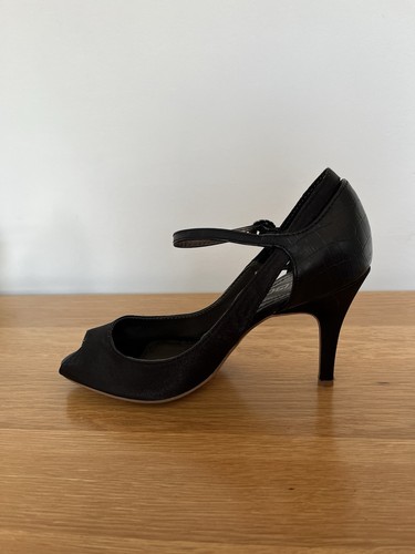 Bullboxer Italian Handcrafted Black Peep Toe Shoes/Sandals Size 5. VGC - Imagen 14 de 22