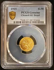 AU 1915 Indian Head Gold Quarter Eagle, All Original U.S. $2.50 PCGS - Cleaned