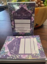 Purple Floral Wedding Invitations Fill-In Cards Green White Invitations