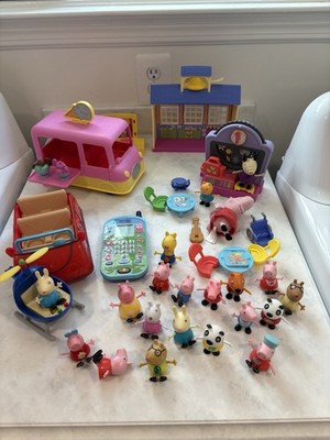 Peppa Pig 39 Piece Lot Playgroup School Car Ice Cream Truck Helicopter Phone