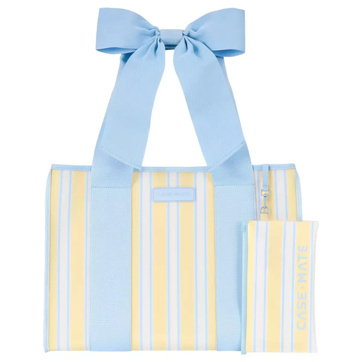 Case-Mate Cabana Stripe Blue Bow Jelly Tote Waterproof Beach Bag Gym Travel NWT
