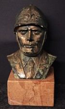 Busto in resina con base in marmo - Benito mussolini -Marchio FP Anni '80