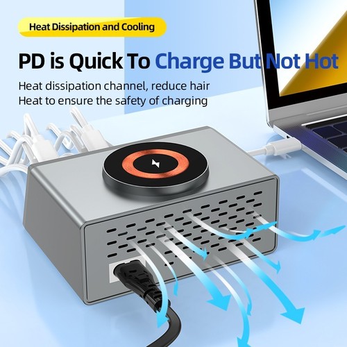 140W WirelessCharg Multifunctional 9Port Smart Fast USB Charger for Phone Tablet - 第 18/19 張圖片