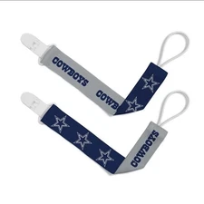 Dallas Cowboys Pacifier Clips 2 Pack Official NFL Baby Gift Team Logo Football