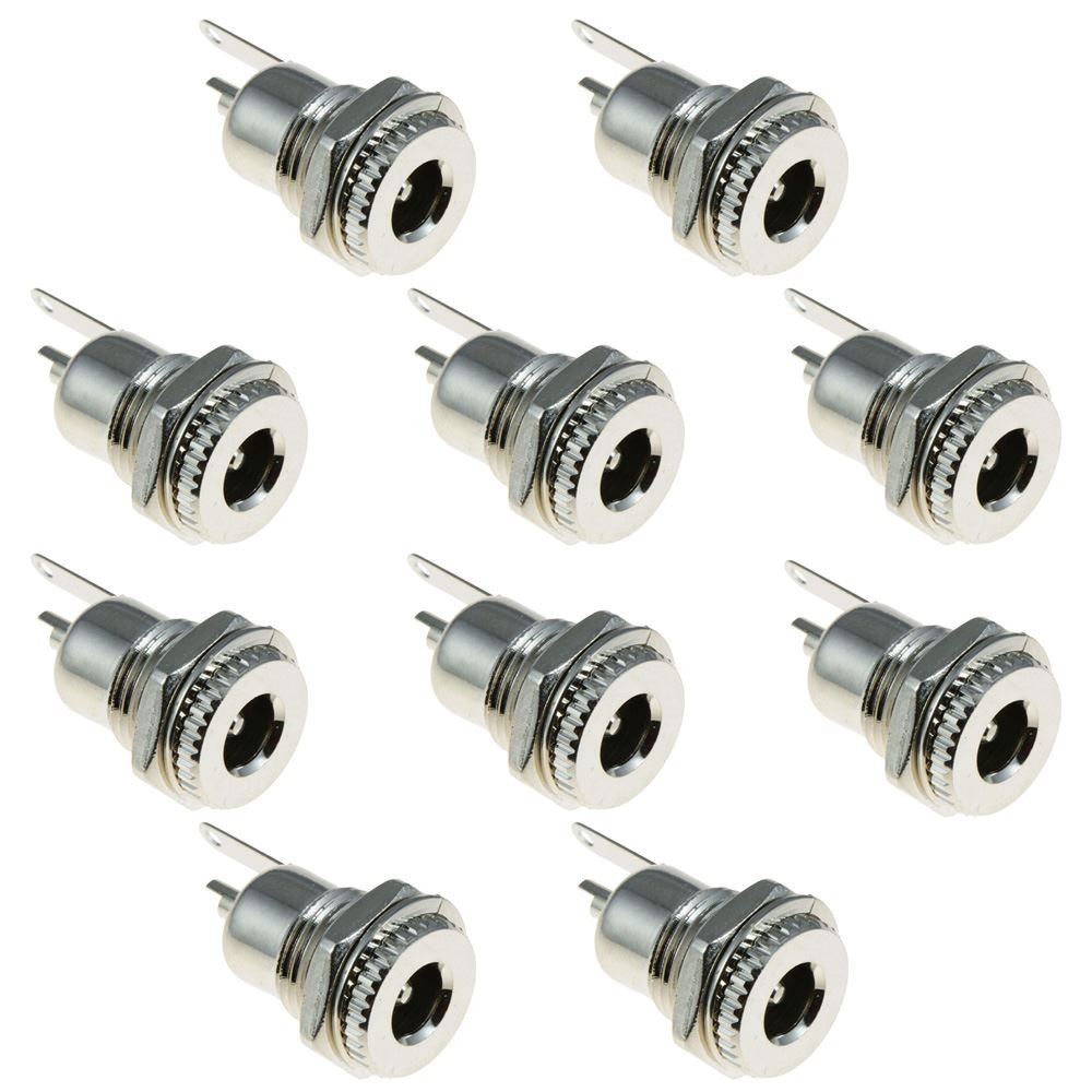 10 x Metal 2.1mm Female Chassis Socket DC Connector
