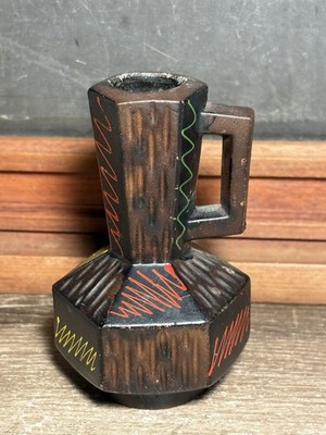 Vintage Mid Century Modern Art Pottery 4.5  Vase Abstract Squiggle Atomic MCM D8