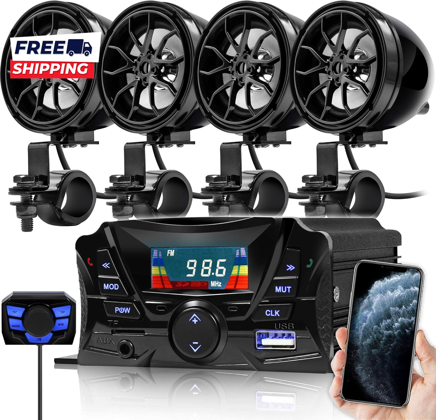 Bluetooth Waterproof Speakers And Amplifier Audio Sound Syst