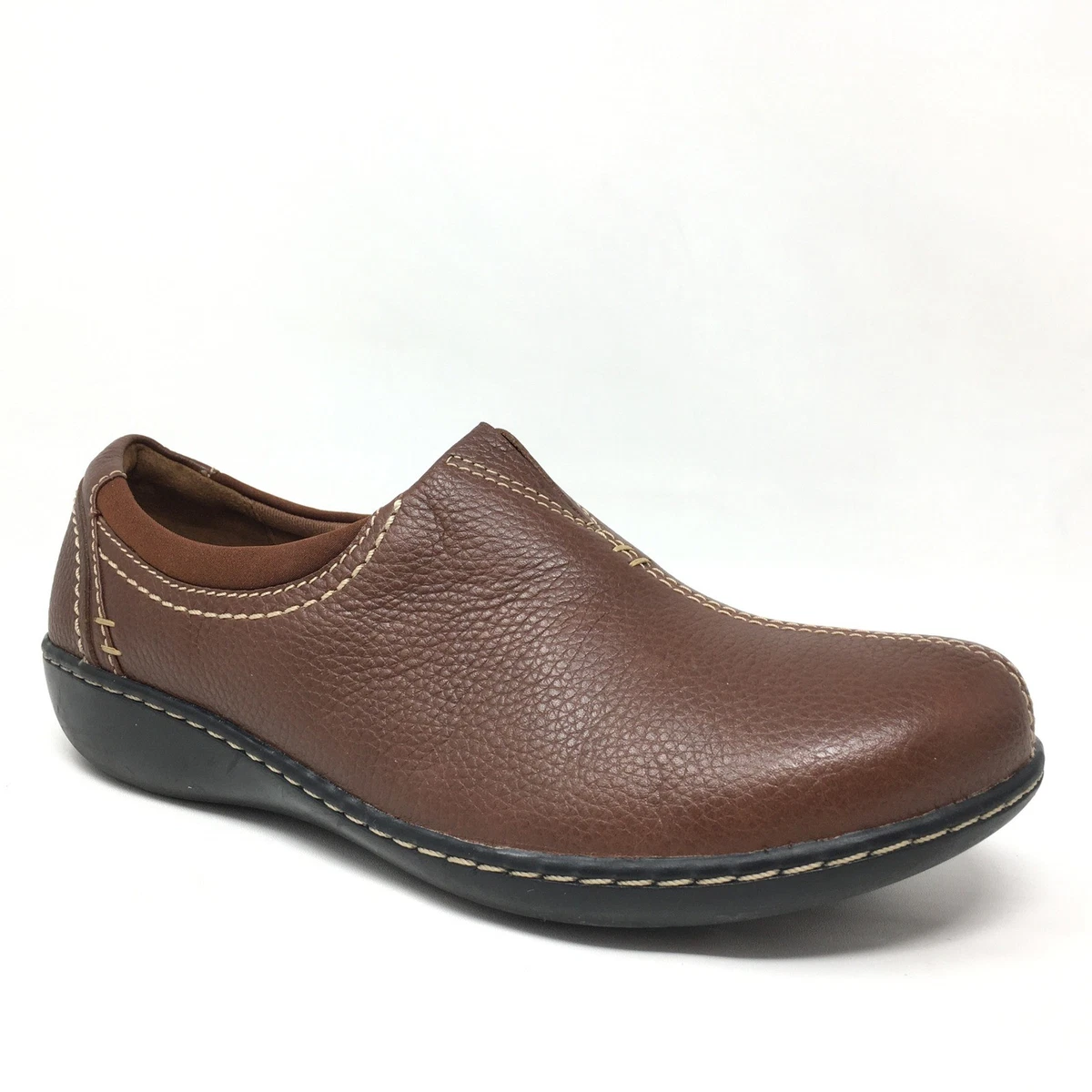 Clarks Chocolate Brown Distressed Leather Slip-On Loafers. Size 9 Clarks Leather Slip-on Shoes - Chocolate Brown, Comfort  main image 4