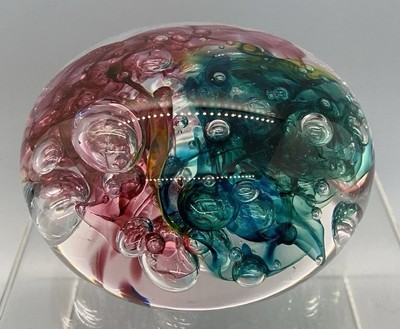 Vintage Paperweight. Signed. Morphing Bubbles. Hot island Glass Maui.