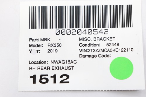 Sistema de escape Lexus RX350 2010-2022 SOPORTE DE TUBO Y SUSPENSIÓN OEM - Imagen 7 de 7