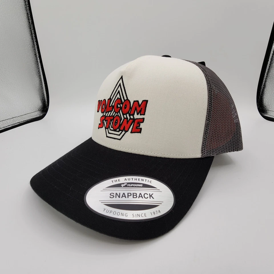 Volcom Stone Pit Stop Trucker Hat Mesh Adjusstable Snapback White Black Grey New - Image 3 of 4