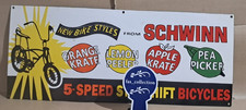 Schwinn 5-Speed Bicycles Porcelain Enamel Sign  36 x 15 Inches 1 Sided